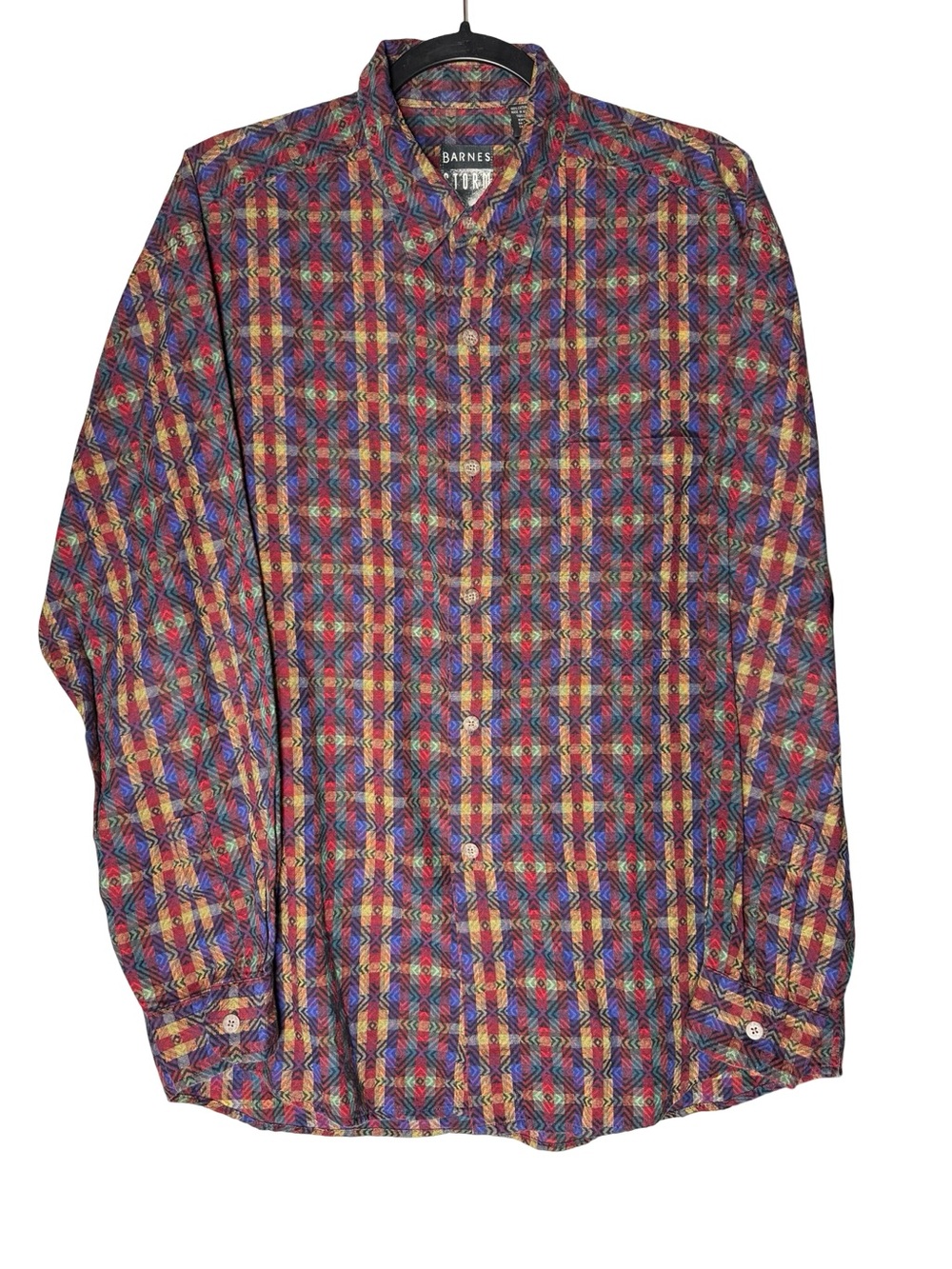Jhane Barnes Storm Shirt Medium VTG 90s Geometric Abstract Art Grandpa Button Up